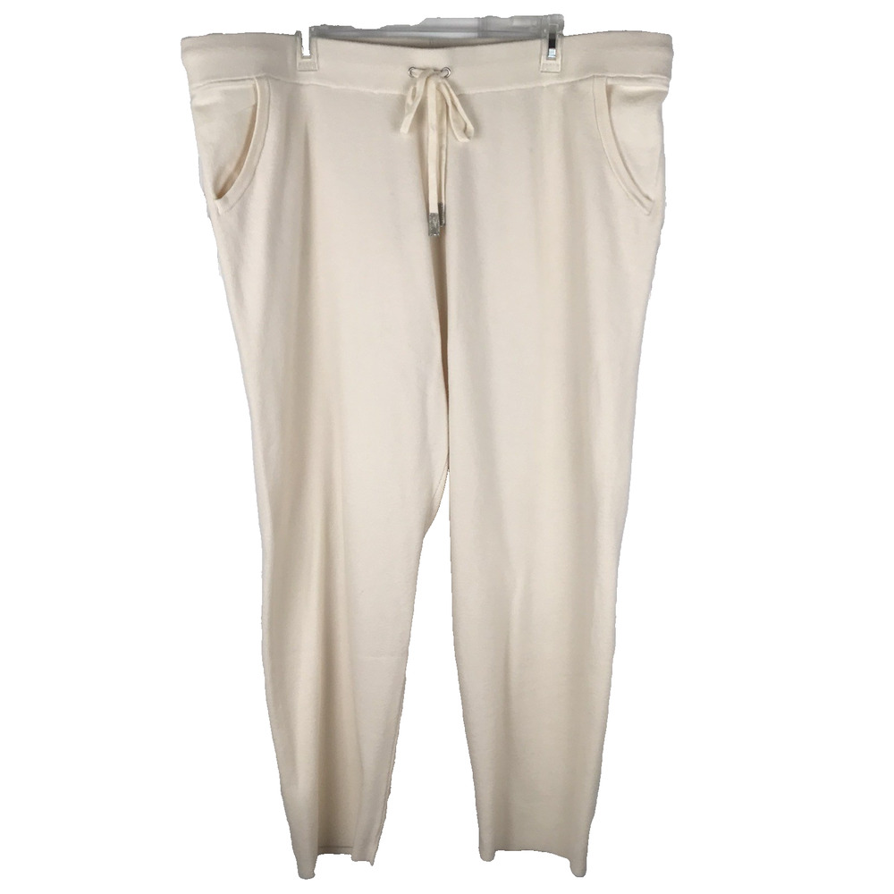 NWT Chicos Zenergy Cashmere Blend Tapered Leg Ankle Lounge Pant Cream Sz 4/ XXL